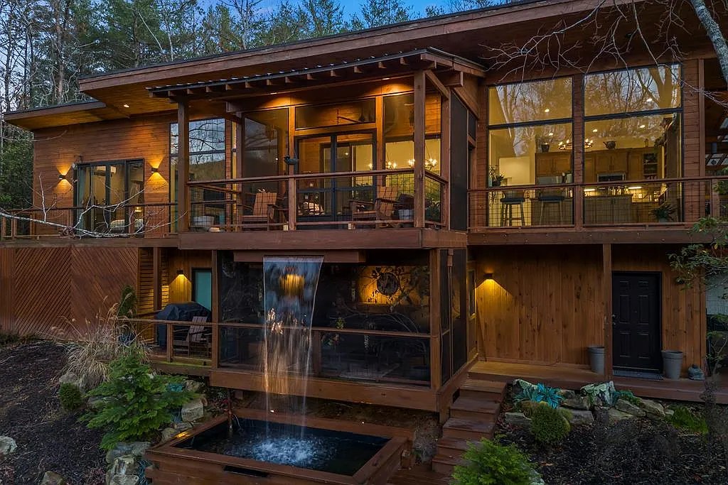 Gorgeous home with a waterfall in front