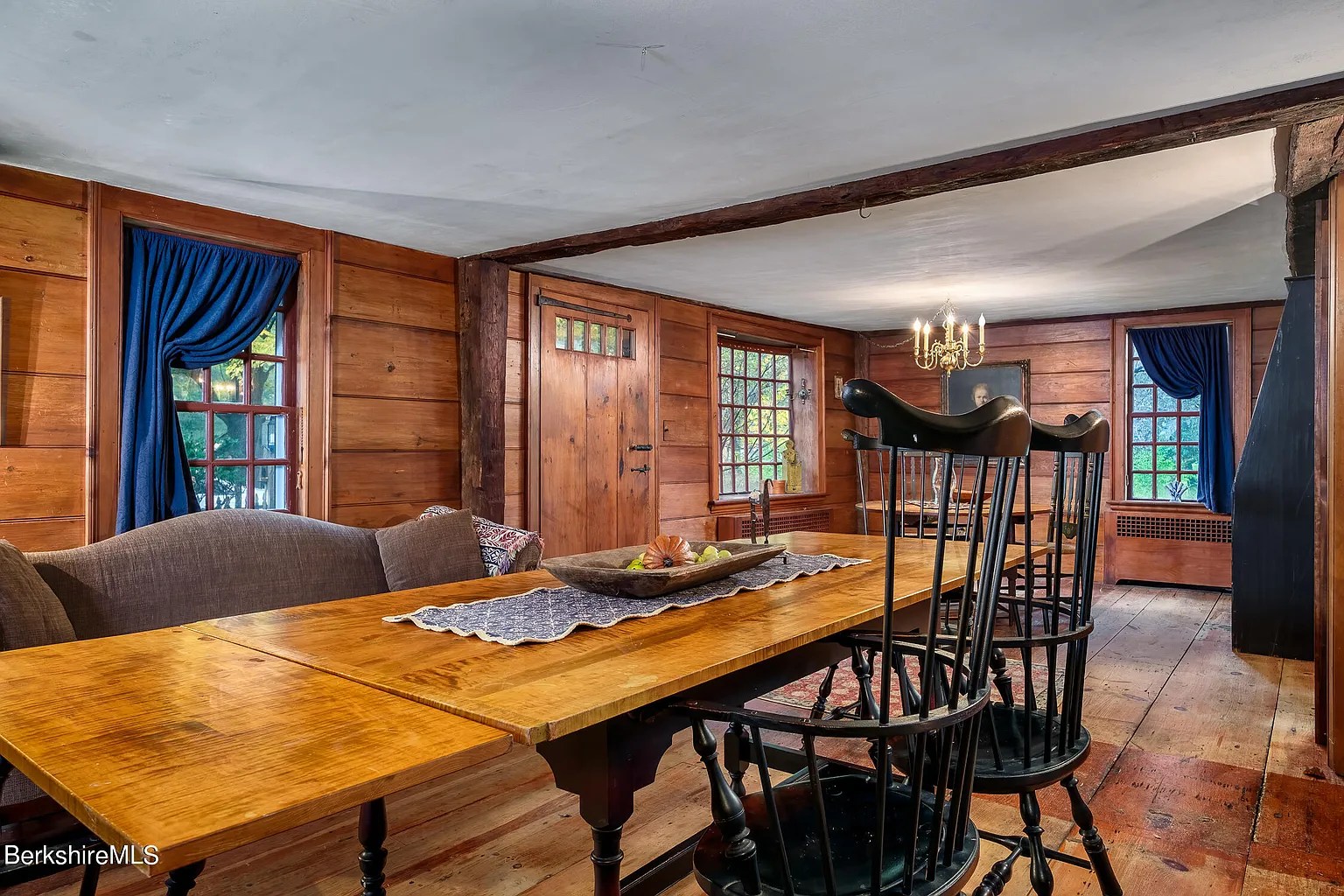 Dining room in restored 18th-century Georgian home in Williamstown Massachusetts