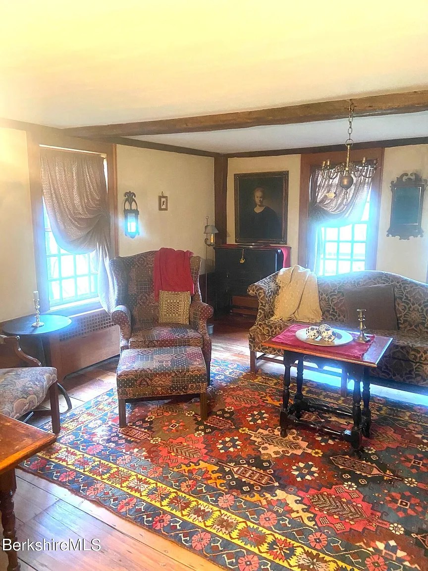 Living space in restored 18th-century Georgian home in Williamstown Massachusetts
