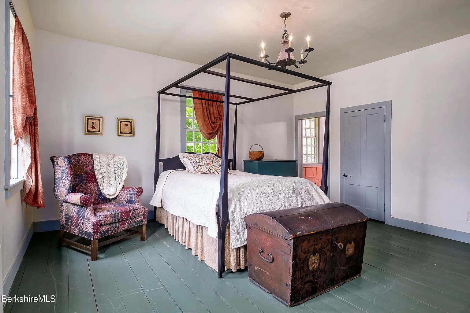 Bedroom in restored 18th-century Georgian home in Williamstown Massachusetts