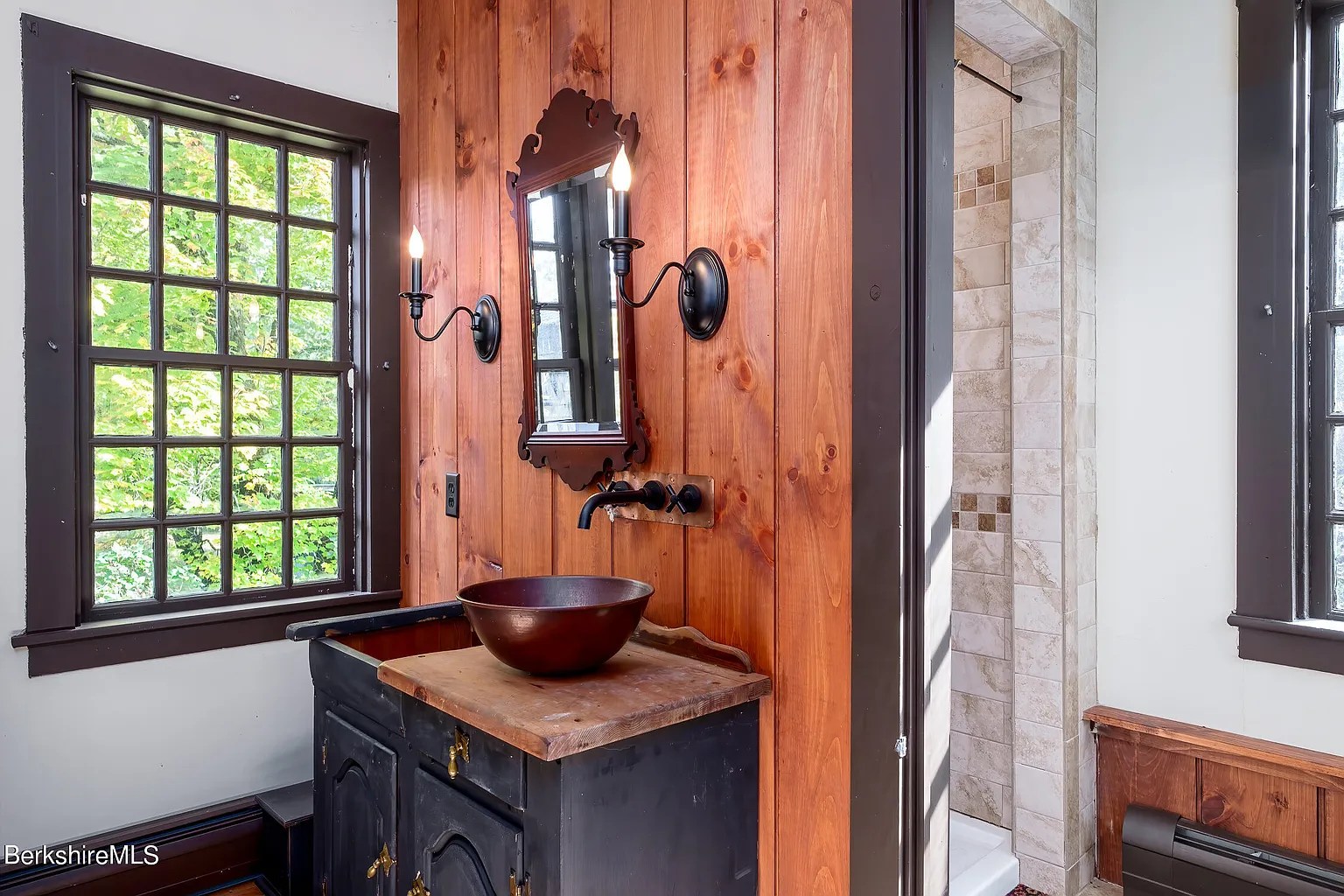Bathroom in restored 18th-century Georgian home in Williamstown Massachusetts