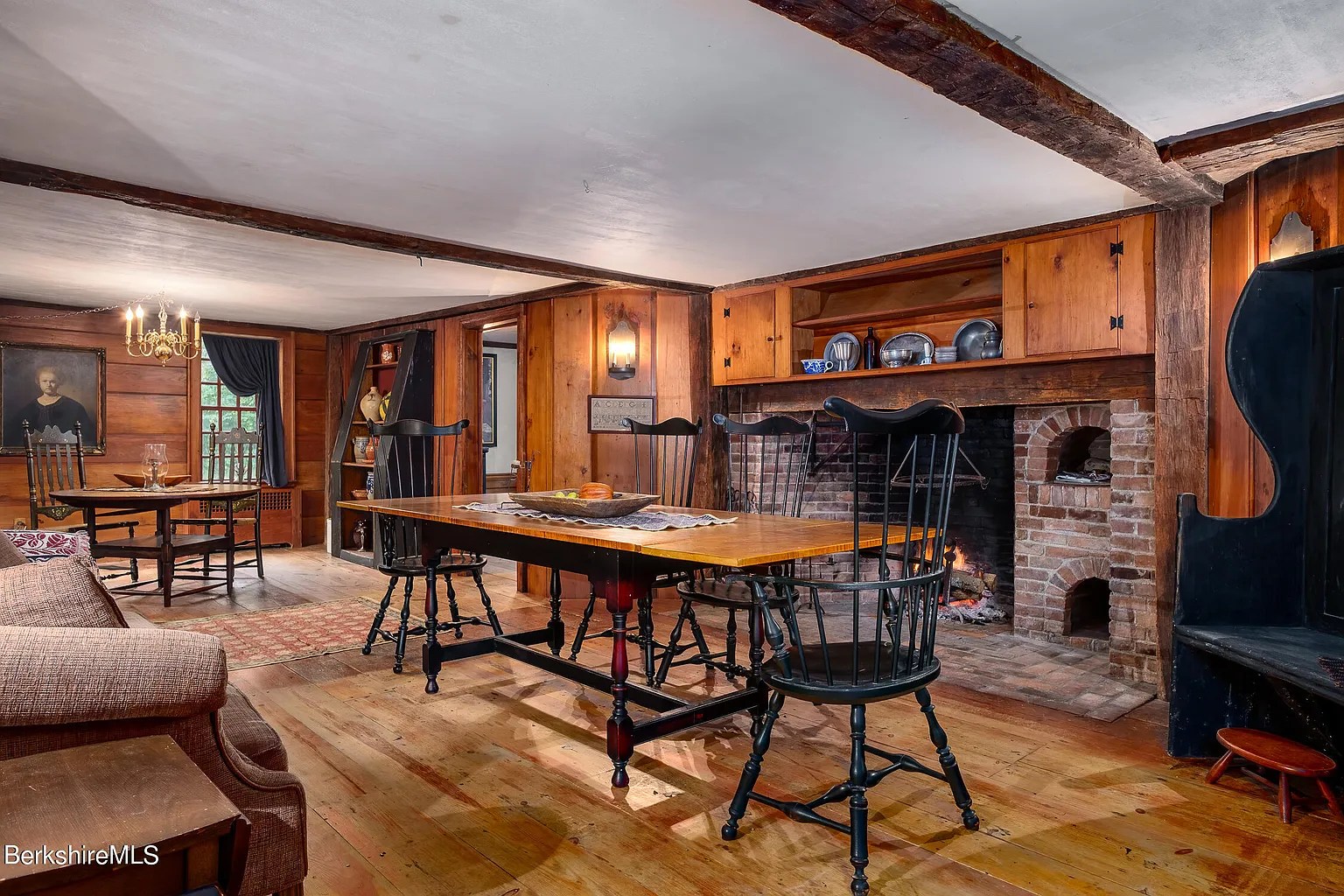 Dining room in restored 18th-century Georgian home in Williamstown Massachusetts