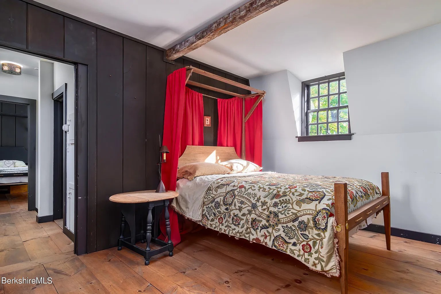 Bedroom in restored 18th-century Georgian home in Williamstown Massachusetts
