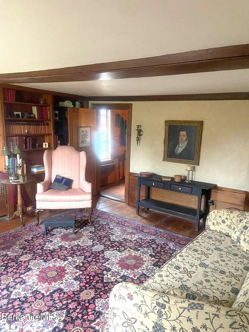 Living space in restored 18th-century Georgian home in Williamstown Massachusetts