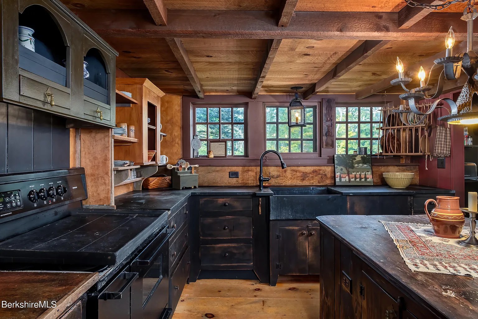Kitchen in restored 18th-century Georgian home in Williamstown Massachusetts