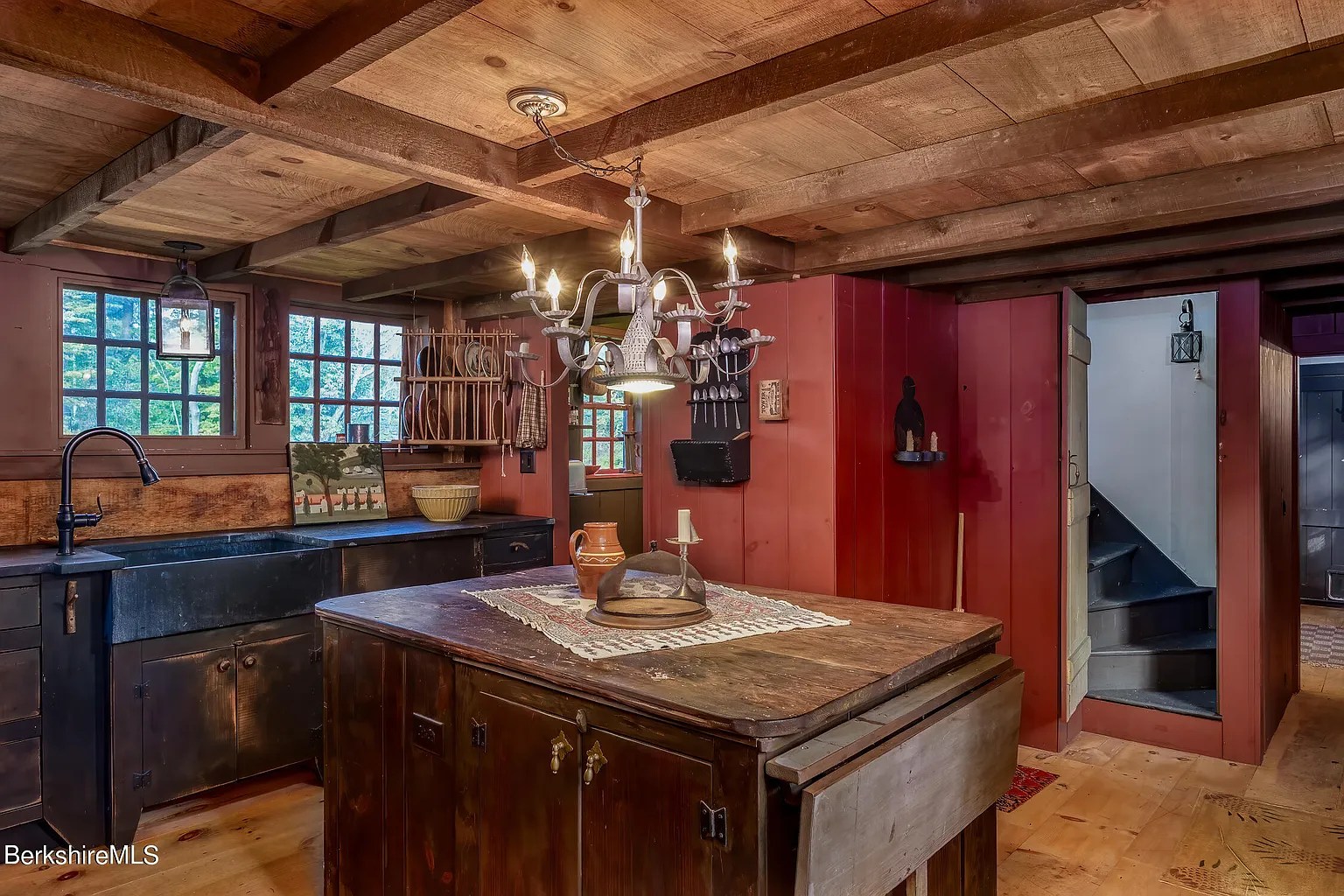 Kitchen in restored 18th-century Georgian home in Williamstown Massachusetts